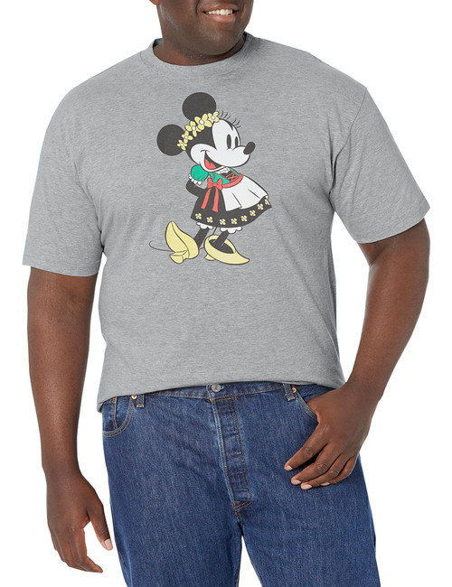 Disney Big & Tall Classic Mickey Dirndl Basics Men's Tops Short Sleeve Tee Shirt, Athletic Heather, XX-Large Tall