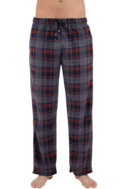 Intimo Men's Microfleece Plaid Lounge Pant, Red, S