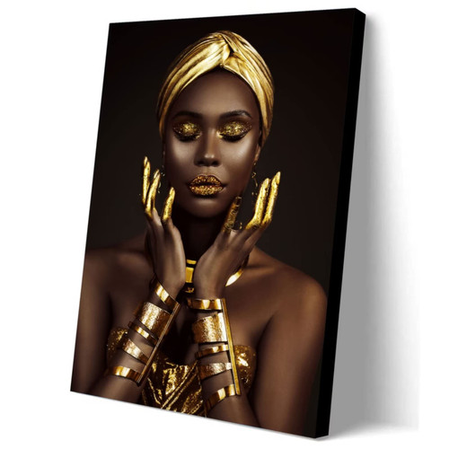 African American Wall Art, Black Art Wall Decor, Abstract Gold Black Woman Wall Art Decor, 12x16 Inch Framed Ready to Hang, African American Wall Art Canvas Poster for Black Women Girls Bathroom Bedroom Living Room Wall Decor African American Wall Art, Black Art Wall Decor, Abstract Gold Black Woman Wall Art Decor, 12x16 Inch Framed Ready to Hang, African American Wall Art Canvas Poster for Black Women Girls Bathroom Bedroom Living Room Wall Decor