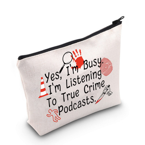 POFULL True Crime Podcasts Makeup Bag True Crime Podcast Junkie Gifts Crime Junkie Merch (Yes, I'm Busy bag) POFULL True Crime Podcasts Makeup Bag True Crime Podcast Junkie Gifts Crime Junkie Merch (Yes, I'm Busy bag)
