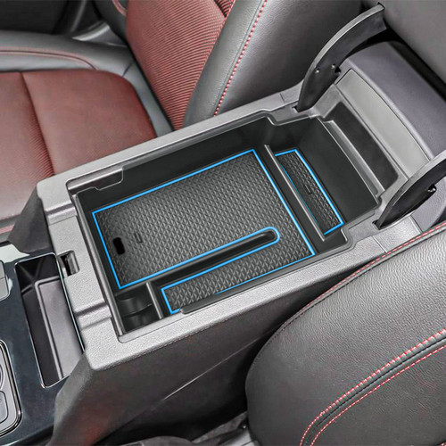 EDBETOS Center Console Organizer Tray Compatible with Chevy Blazer Accessories 2019 2020 2021 2022 2023 2024 Interior Secondary Armrest Storage Glove Box Divider ABS Material, Blue Trim