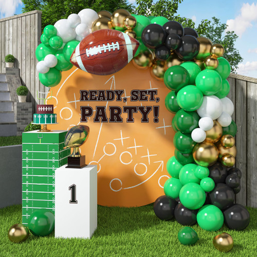 HOUSE OF PARTY Football Party Balloon Garland Kit, 27" Super large foil football balloon, Latex Balloons in Various Sizes and Color in Black Gold Green White Balloons Arch Football Shaped Foil Balloons for Football Theme Party Super Sunday Touchdown HOUSE OF PARTY Football Party Balloon Garland Kit, 27" Super large foil football balloon, Latex Balloons in Various Sizes and Color in Black Gold Green White Balloons Arch Football Shaped Foil Balloons for Football Theme Party Super Sunday Touchdown