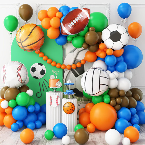 Sports Balloon Arch Garland Kit, 115Pcs Sports Party Baseball Soccer Basketball Football Helium Balloons Blue Green Orange Sport Latex Balloon for Boys Sport Themed Birthday Party Decorations Supplies Sports Balloon Arch Garland Kit, 115Pcs Sports Party Baseball Soccer Basketball Football Helium Balloons Blue Green Orange Sport Latex Balloon for Boys Sport Themed Birthday Party Decorations Supplies