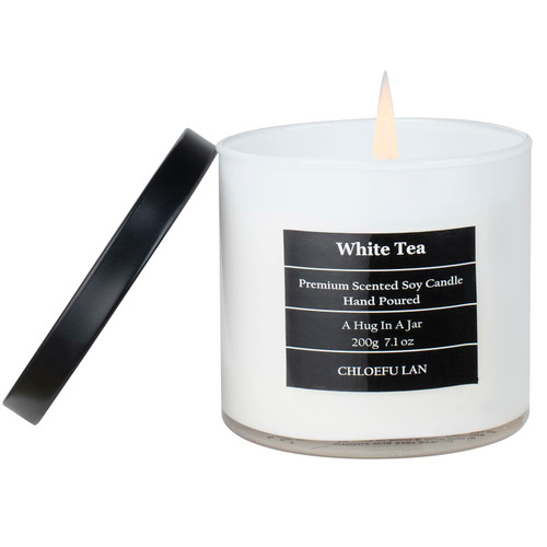 Chloefu LAN White Tea Candles Gifts for Men & Women, Highly Scented, 7.1oz|45 Hour Burning, Candles for Home Scented, Home Decor, Glass Jar Candle with Gift Box Chloefu LAN White Tea Candles Gifts for Men & Women, Highly Scented, 7.1oz|45 Hour Burning, Candles for Home Scented, Home Decor, Glass Jar Candle with Gift Box