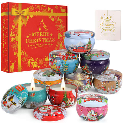 Christmas Scented Candles Gifts Sets: 9 Pack Natural Soy Wax Candle Set with Fragrance Essential Oil Perfect Women Valentine's Gift for Stress Relief and Aromatherapy Christmas Scented Candles Gifts Sets: 9 Pack Natural Soy Wax Candle Set with Fragrance Essential Oil Perfect Women Valentine's Gift for Stress Relief and Aromatherapy