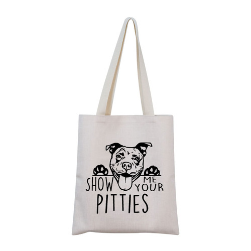 ZJXHPO Funny Pitbull Gift Show Me Your Pitties Dog Lovers Gift Pitbull Mom Cosmetic Bag Zipper Accessory Pouch (Pitties Tote)