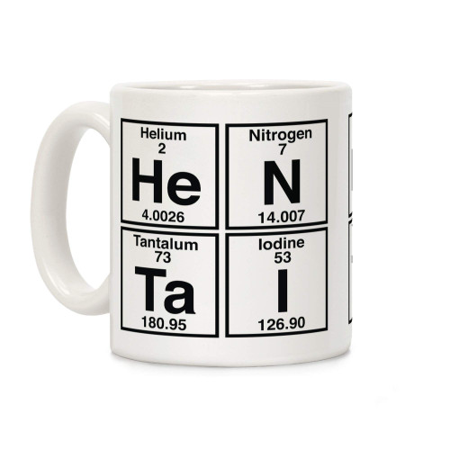 LookHUMAN Hentai Periodic Elements White 11 Ounce Ceramic Coffee Mug