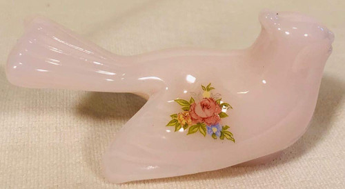 Solid Glass Bird Shelf Sitter - Mosser USA (Crown Tuscan w/Floral 2)