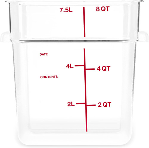 Carlisle FoodService Products CFS Squares Plastic Food Storage Container, 8 Quarts, Clear