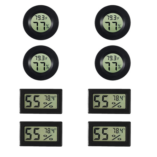 AEDIKO 8pcs Mini Hygrometer Thermometer Mini Digital Thermometer Hygrometer Electronic Humidity Temperature Meter Large LCD Display Fahrenheit or Celsius for Greenhouse Garden Cellar Fridge Home