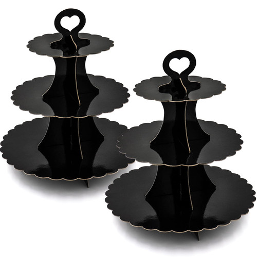 Cupcake Tower Stand 2 Pack - Black Cupcake Stand - 3 Tier Cupcake Stand for 24 Cupcakes, Cup Cake Tier Stand Cardboard Dessert Cupcake Stand Holder for Parties Shower, Tiered Cupcake Display Stand Cupcake Tower Stand 2 Pack - Black Cupcake Stand - 3 Tier Cupcake Stand for 24 Cupcakes, Cup Cake Tier Stand Cardboard Dessert Cupcake Stand Holder for Parties Shower, Tiered Cupcake Display Stand