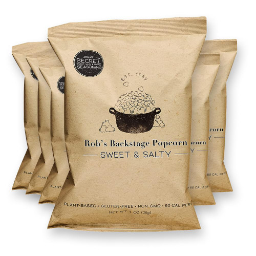 Rob's Backstage Popcorn in Bags | Original Sweet & Salty Flavor Popped Popcorn Snack Bags I Non-GMO, Vegan, Dairy Free, Gluten Free Popcorn Snack | Popcorn Individually Wrapped - 1 Ounce (Pack of 6)