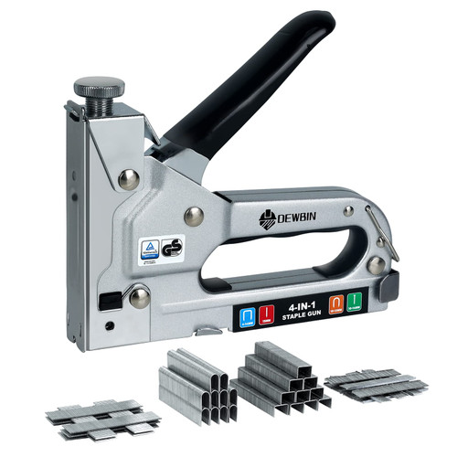 Upholstery Staple Gun Heavy Duty, DEWBIN 4 in 1 Stapler Gun with 2000 Staples, Manual Brad Nailer Power Adjustment Furniture Stapler Gun for Wood, Carpentry, Decoration DIY Staple Gun Upholstery Staple Gun Heavy Duty, DEWBIN 4 in 1 Stapler Gun with 2000 Staples, Manual Brad Nailer Power Adjustment Furniture Stapler Gun for Wood, Carpentry, Decoration DIY Staple Gun