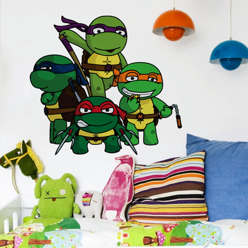 Removable Vinyl Teens Hero Turtle Decals Kids Room Wall Decals Sticker for Kids Cartoon Room Turtles Wall Decor Boys Bedroom Playroom Wall Decor