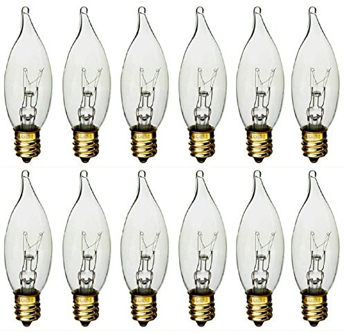 Sterl Lighting (Pack of 12 60 Watt Clear Flame Shaped Incandescent Chandelier Light Bulb, Candelabra Base