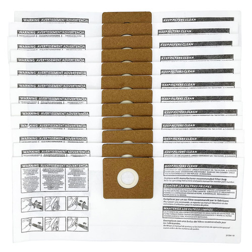 12 Pack Type B Vacuum Filter Bag Compatible with Shop Vac 2-2.5 Gallon All Around Vacuum QAM70, Part # 90668 9066833 CMXZVBE38774