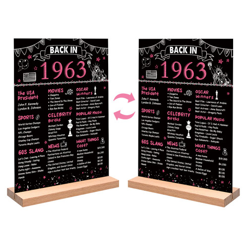 DARUNAXY Rose Gold 60th Birthday Party Decorations, Double-Sided Back in 1963 60th Birthday Anniversary Acrylic Sign with Stand for Women Pink Turning 60 Years Gifts Vintage 1963 Table Party Supplies DARUNAXY Rose Gold 60th Birthday Party Decorations, Double-Sided Back in 1963 60th Birthday Anniversary Acrylic Sign with Stand for Women Pink Turning 60 Years Gifts Vintage 1963 Table Party Supplies