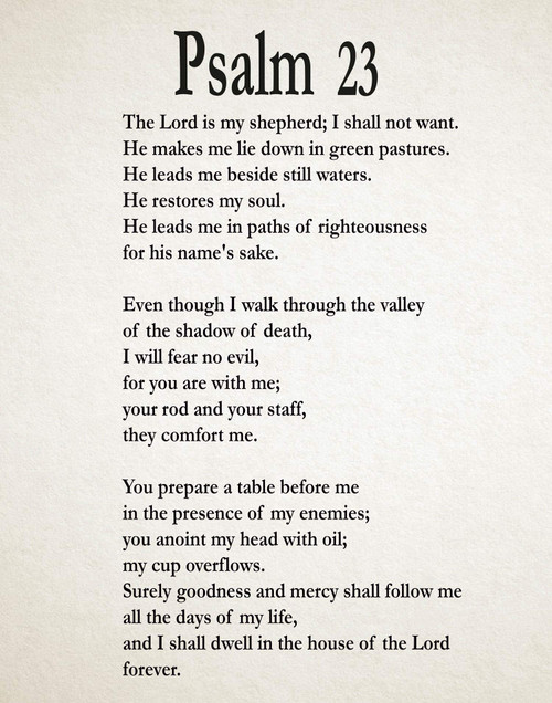 Psalm 23 - Christian Wall Art, Psalm 23 'The Lord is My Shepherd' / Christian Gift Poster Motivational Wall Art Psalm 23 Wall Decor, Positive Scripture Religious Bible Verse Inspirational Quote Poster (8 x 10, Ivory)