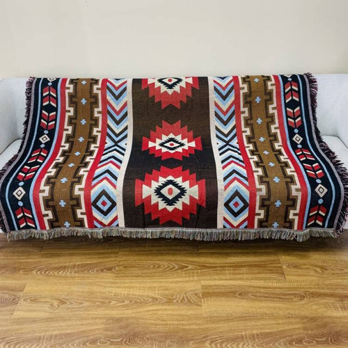 Mexican Blanket | Large Aztec Throw Blanket | Native American Blanket | Woven Aztec Blanket | 71" x 52" Mexican Blankets | Yoga Blanket for Restorative Yoga | Navajo Blanket | Western Throw Blankets