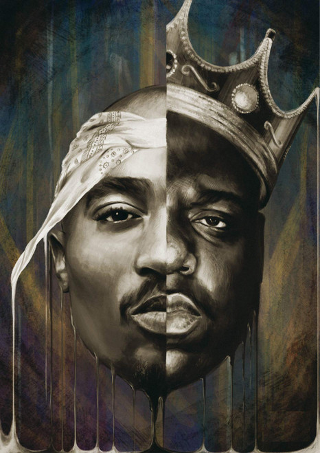 Biggie Smalls Big 2Pac Tupac Collage Large Poster - A4 (210 x 297mm)
