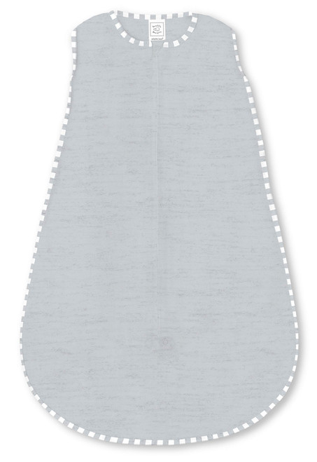 SwaddleDesigns Cotton Sleeping Sack, Heathered Gray, Stripe Trim, Large, 12-18 Months, Wearable Blanket with 2-Way Zipper