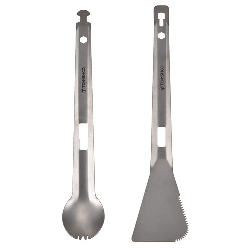 mewmewcat Titanium Serving Tongs Multi-Purpose BBQ Tongs with Spork and Serrated Spatula for Camping Hiking Picnic Cooking,titanium tongs