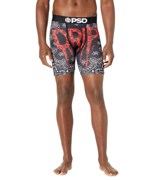 PSD Mens Boxer Brief (Black/Bandana Drip, XL)