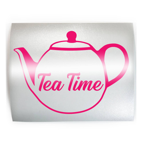 TEA TIME Tea Pot - PICK COLOR & SIZE - Vinyl Decal Sticker C