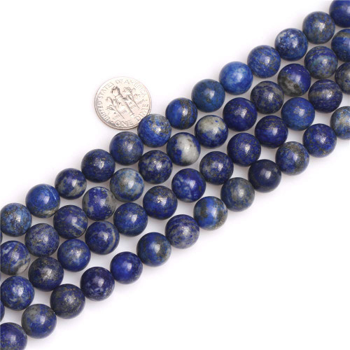 JOE FOREMAN 10mm Lapis Lazuli Semi Precious Gemstone Round Blue Loose Beads for Jewelry Making DIY Supplies 15"