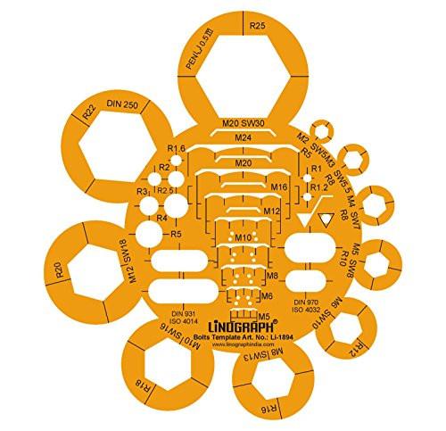 Bolts Nuts Screw Drafting And Design Template Stencil Symbols Technical Drawing Scale