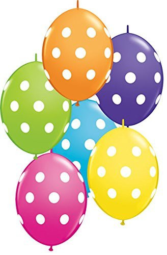 Qualatex 12" Quick Link Polka Dot Balloons, Tropical Assortment - Pack of 50