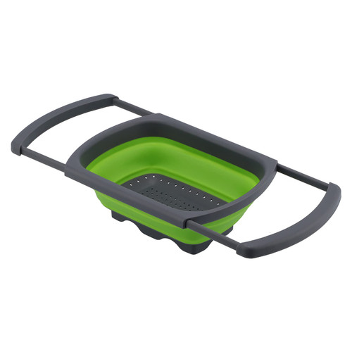 Collapsible Colander,Strainers and Colanders,Over The Sink Colander Drain Basket,Home Essentials,Strainer Basket with Extendable Handles,Collapsible Strainer for Pasta,Veggies and Fruits(green)