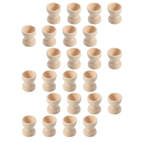 balacoo 24pcs Wooden Egg Cup Holders Wood Egg Stands for Hard Boiled Eggs Egg Storage Container Tabletop Cups for Hard Soft Boiled for Breakfast and Brunch