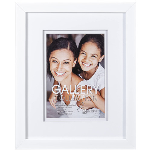 Malden International Designs White 5x7/8x10 Bevel Matted Photo Frame