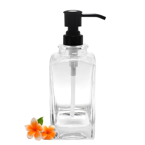 Avola Soap Dispenser Bathroom,Kitchen Clear Glass Soap Dispenser with Matte Black Pump,Refillable Liquid Hand Soap Dispenser for Bathroom, Countertop Lotion Soap Dispenser,Glass Soap Dispenser