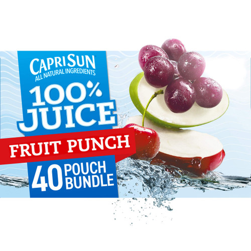 Capri Sun 100% Fruit Punch Juice Ready-to-Drink Juice (40 Pouches, 4 Boxes of 10)