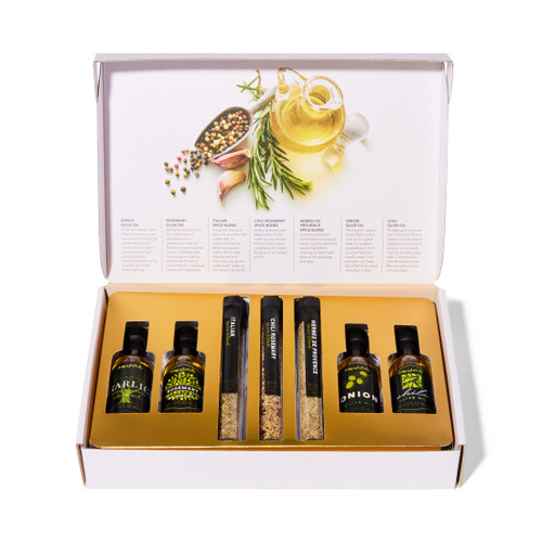 Thoughtfully Gourmet, Olive Oil Spice Infusion Gift Set, Premium Cold Pressed Extra-Virgin Olive Oil from Spain, Includes 4 Flavored Olive Oils and 3 Flavorful Spice Infusion Blends, Set of 7 Thoughtfully Gourmet, Olive Oil Spice Infusion Gift Set, Premium Cold Pressed Extra-Virgin Olive Oil from Spain, Includes 4 Flavored Olive Oils and 3 Flavorful Spice Infusion Blends, Set of 7