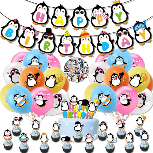 Plorbach 89 pcs Penguin Birthday Party Decorations, Penguin Themed Party Supplies Include Penguin Happy Birthday Banner, Penguins Cake & Cupcake Toppers,Penguin Balloons, Penguin stickers Plorbach 89 pcs Penguin Birthday Party Decorations, Penguin Themed Party Supplies Include Penguin Happy Birthday Banner, Penguins Cake & Cupcake Toppers,Penguin Balloons, Penguin stickers