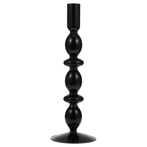 SEWACC Christmas Decorations Retro Glass Candle Holder Clear Glass Taper Candle Holder Candlestick Holders Vase Pillar Candle Stand Decoration Centerpiece for Wedding Home Black Plant Stand