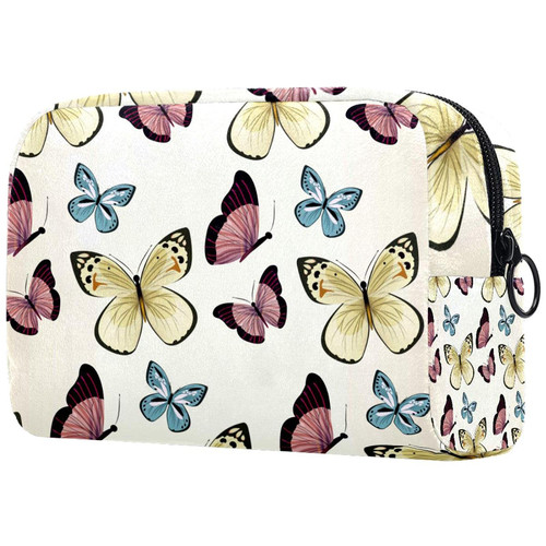 Travel Portable Cosmetic Bags For Women Men, Pretty Storage Bag Cosmetic Pouch With Zipper, Toiletry Bag Makeup Organizer Pretty Butterflies Vintage
