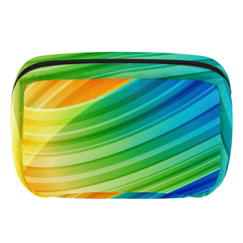 VBFOFBV Makeup Bag, Cosmetic Bag for Women Cosmetic Large Travel Toiletry Bag for Girls Make Up Bag Brush Bags, Rainbow Line Art Modern VBFOFBV Makeup Bag, Cosmetic Bag for Women Cosmetic Large Travel Toiletry Bag for Girls Make Up Bag Brush Bags, Rainbow Line Art Modern