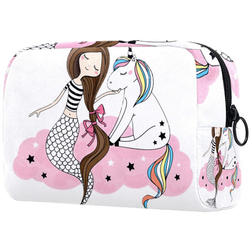 VBFOFBV Large Makeup Bag, Cosmetic Bag, Travel Makeup Bag, Cosmetic Travel Bags, Portable Toiletry Bag, Roomy Cosmetic Bag for Women and Girls, Unicorn Cartoon Mermaid Animal VBFOFBV Large Makeup Bag, Cosmetic Bag, Travel Makeup Bag, Cosmetic Travel Bags, Portable Toiletry Bag, Roomy Cosmetic Bag for Women and Girls, Unicorn Cartoon Mermaid Animal