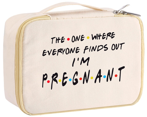 LPJ Pregnancy Announcement Gift-Congratulations Gift for New Mommy-Mother To Be-Promoted to Mom-Friends TV Show Theme-the One Where Everyone Finds Out I Am Pregnant-Travel Makeup Bag Cosmetic Pouch