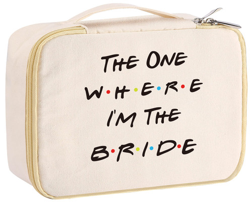 LPJ Bride Gift-The One Where I'm the Bride-Engagement Gift-Bride to Be Gift-Newly Engaged-Bridal Shower Gifts-Bachelorette Party Gifts-Friends TV Showt-Travel Makeup Bag Cosmetic Pouch LPJ Bride Gift-The One Where I'm the Bride-Engagement Gift-Bride to Be Gift-Newly Engaged-Bridal Shower Gifts-Bachelorette Party Gifts-Friends TV Showt-Travel Makeup Bag Cosmetic Pouch