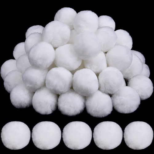 Christmas Acrylic Pom Poms Large White Pompoms Christmas Holiday Costume Pom Balls Fluffy Pompom Balls Fuzzy White Pom Poms Balls for DIY Crafts Supplies Party Decorations, 2 Inch (100 Pieces)