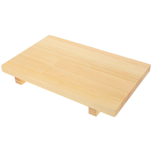 Luxshiny Japanese Sushi Serving Tray Wood Sushi Roll Plate Sushi Sashimi Board Meat Plate Dish Hinoki Geta Platter Cake Stand Cutting Tray for Snack Dessert Display 27.5x18cm