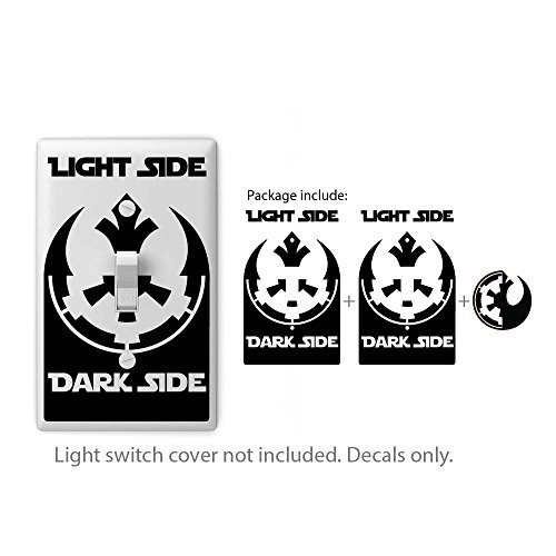 Dark side Light side Star Wars inspired light switch decal sticker # 986 (2, 1 toggle wall plate)