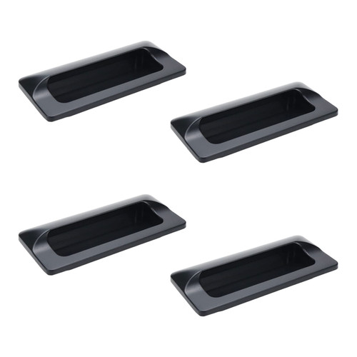 Pastlla 4 Pack Recessed Door Pull Handles, Rectangular Flat Sliding Door Pulls?Cabinet Drawer Closet Door Finger Pull Handles?3-3/4"(96mm) Hole Centers?Black