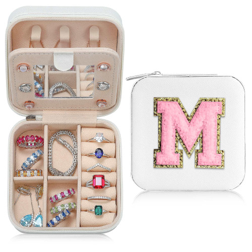 Parima Jewelry Organizer Box, Jewelry Organizer Travel Jewelry Case | Ring Organizer Necklace Organizer Earring Organizer Box | Jewelry Travel Organizer | Small Jewelry Organizer | Initial M-White Parima Jewelry Organizer Box, Jewelry Organizer Travel Jewelry Case | Ring Organizer Necklace Organizer Earring Organizer Box | Jewelry Travel Organizer | Small Jewelry Organizer | Initial M-White