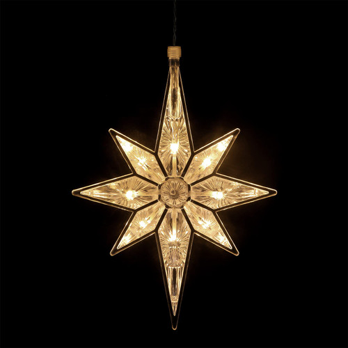 10.8 Inch Bethlehem Christmas Star Lights Plastic Lighted Star Tree Topper Large Hanging Window Lights LED Star Window Silhouette Decoration for Holiday (1 Pieces)